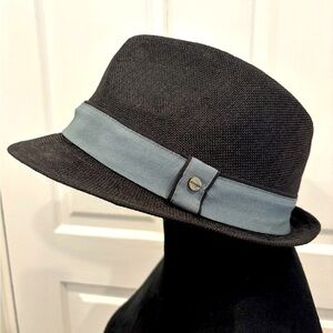 Stetson Traveler Men’s Black Fedora With Grey Piping And Logo Sz M Style #31905